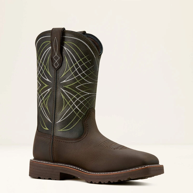 Ariat Activator 11 Vandtæt Ståltåkappe Arbejdsstøvle Western Stil Brun & Grøn - Robust Komfort & Sikkerhed